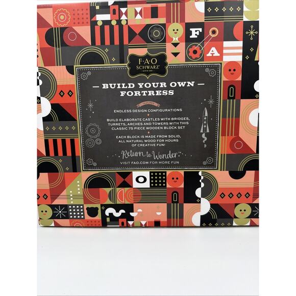 F.A.O. Schwartz Solid Natural Wood Castle Blocks Classic Set NEW 75 pcs Gift Boy - Picture 4 of 6